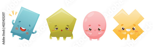 Geometric Shape Character with Different Face Expression and Emotion Vector Set