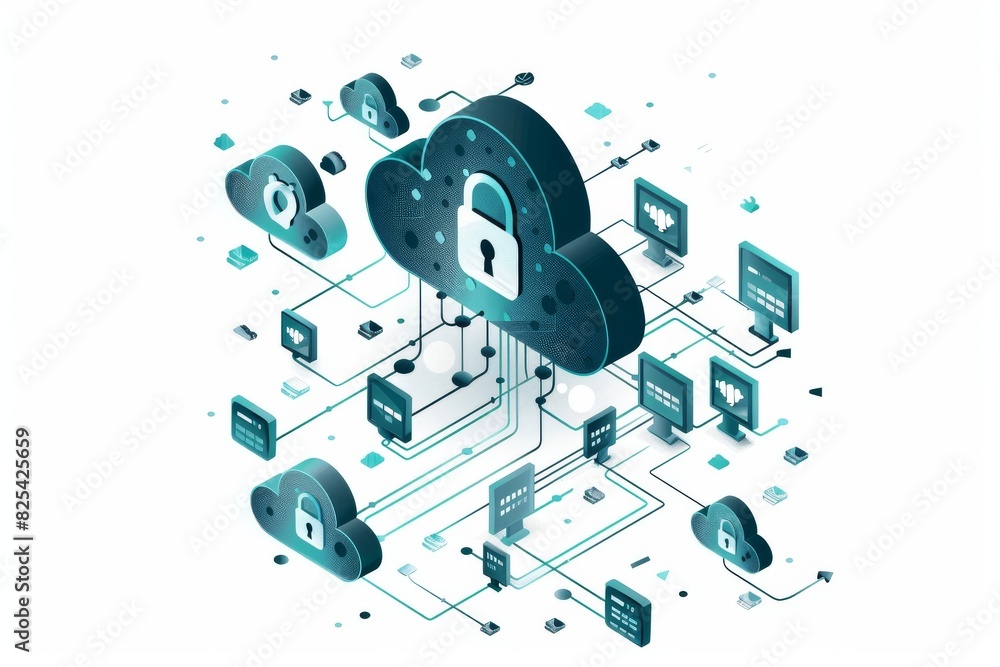 Fototapeta premium Cutting edge cloud technology ensuring robust data security and privacy with advanced encryption and secure access points