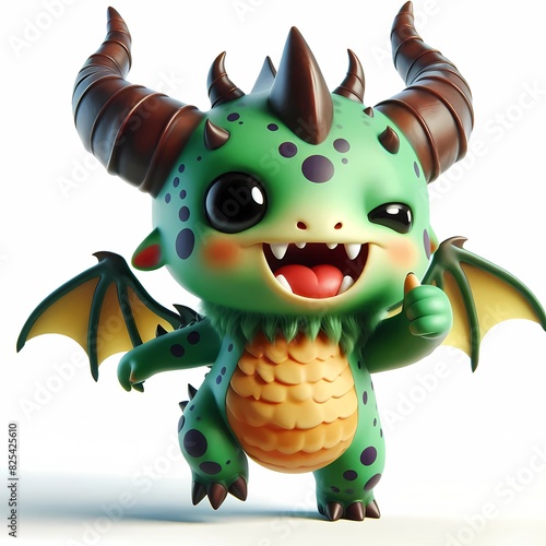 3d baby monste dragon characters are packaged and cute,Generative AI photo