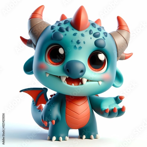 3d baby monste dragon characters are packaged and cute,Generative AI photo