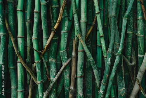 Full frame shot weaving of bamboo stems.