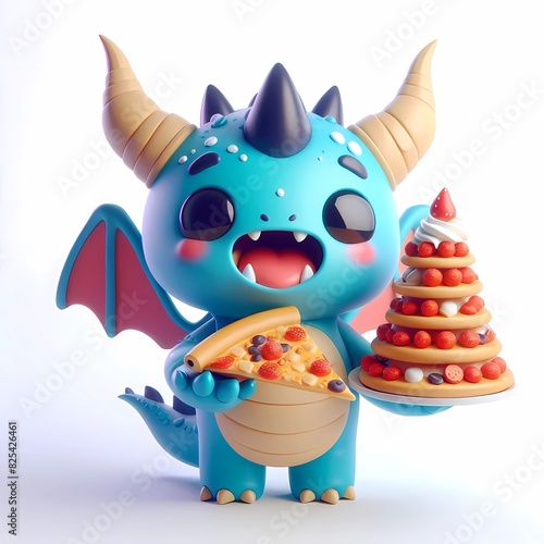 3d baby monste dragon characters are packaged and cute,Generative AI © lone wolf