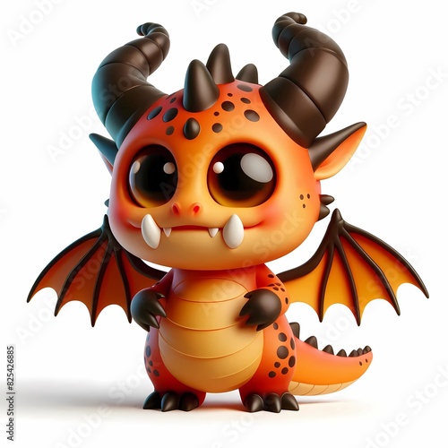 3d baby monste dragon characters are packaged and cute,Generative AI photo