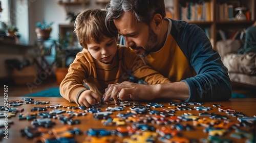 Time Father and Child Bond Over Puzzle Game
