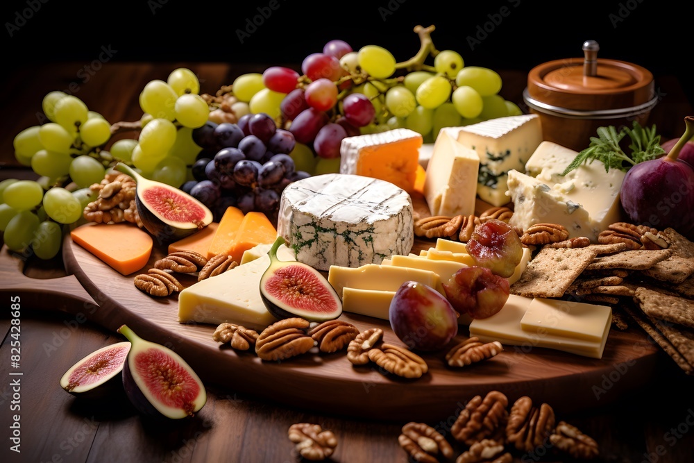 Elegant cheese platter with assorted fruits, nuts, and crackers. Elegant cheese platter with assorted fruits, nuts, and crackers. Elegant cheese platter with assorted fruits, nuts, and crackers. Elegant cheese platter with assorted fruits, nuts, and crackers.