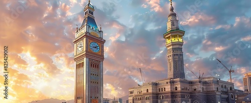 Clock Tower Building at the Masjid al Haram, Makkah in Saudi Arabia photo