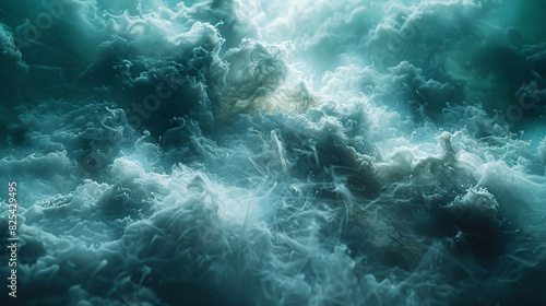 Mystical Blue green smoke of ocean water