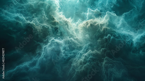 Mystical Blue green smoke of ocean water