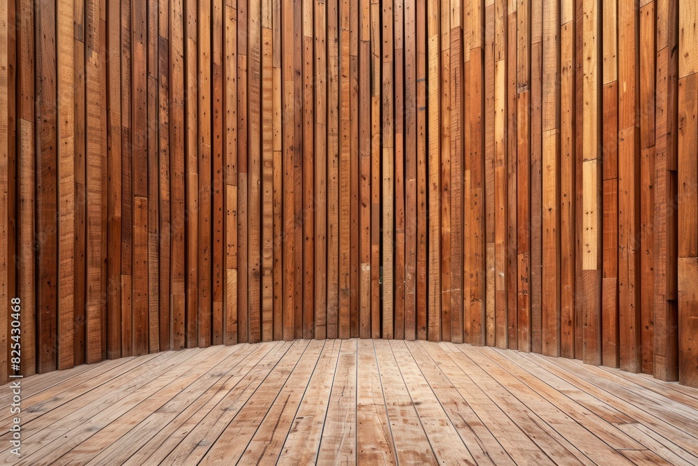 A wooden wall with a curved design and a wooden floor A wooden wall with a curved design and a wooden floor