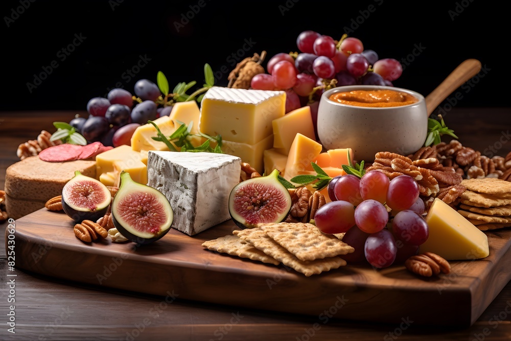 Elegant cheese platter with assorted fruits, nuts, and crackers. Elegant cheese platter with assorted fruits, nuts, and crackers. Elegant cheese platter with assorted fruits, nuts, and crackers. Elegant cheese platter with assorted fruits, nuts, and crackers.