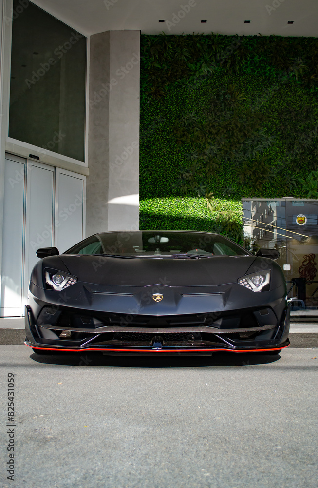 Satin Black Lamborghini Aventador Svj Front View - High Resolution 