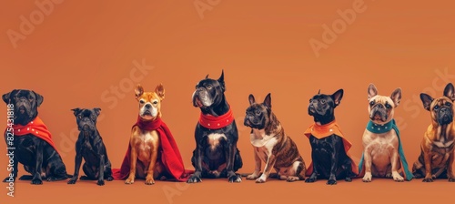 Superhero Dogs Advertising Banner with Copy Space for Design, Marketing, and Promotions © spyrakot