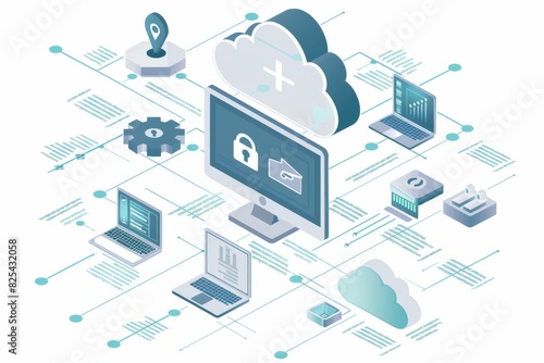 Cutting edge cloud computing infrastructure ensuring robust data protection, privacy, and secure access with advanced cybersecurity measures