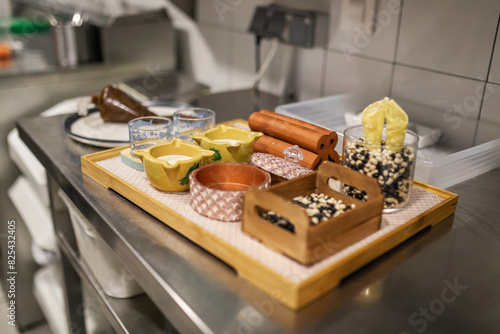 exquisite food prepared by a chef in a restaurant kitchen photo