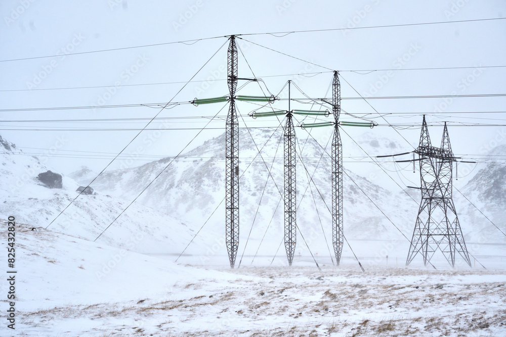 Renewable energy network - electricity transmission power line Renewable energy network - electricity transmission power line