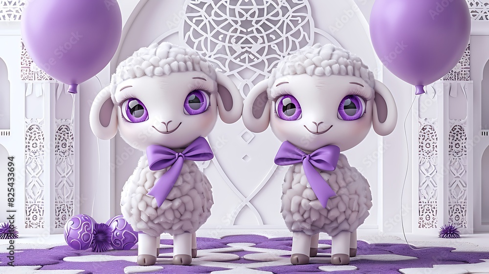sheep, greeting, islam, three-dimensional, eid, celebration, decoration ...