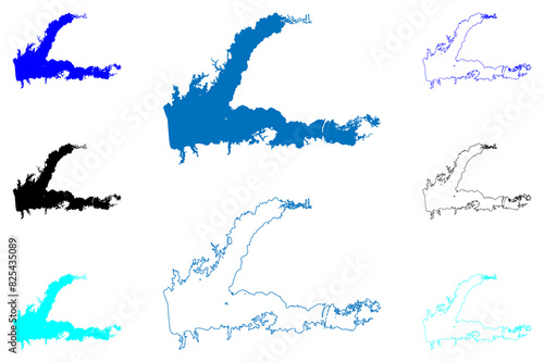 Lake Grenada Reservoir (United States of America, North America, us, usa, Mississippi) map vector illustration, scribble sketch Grenada Dam map