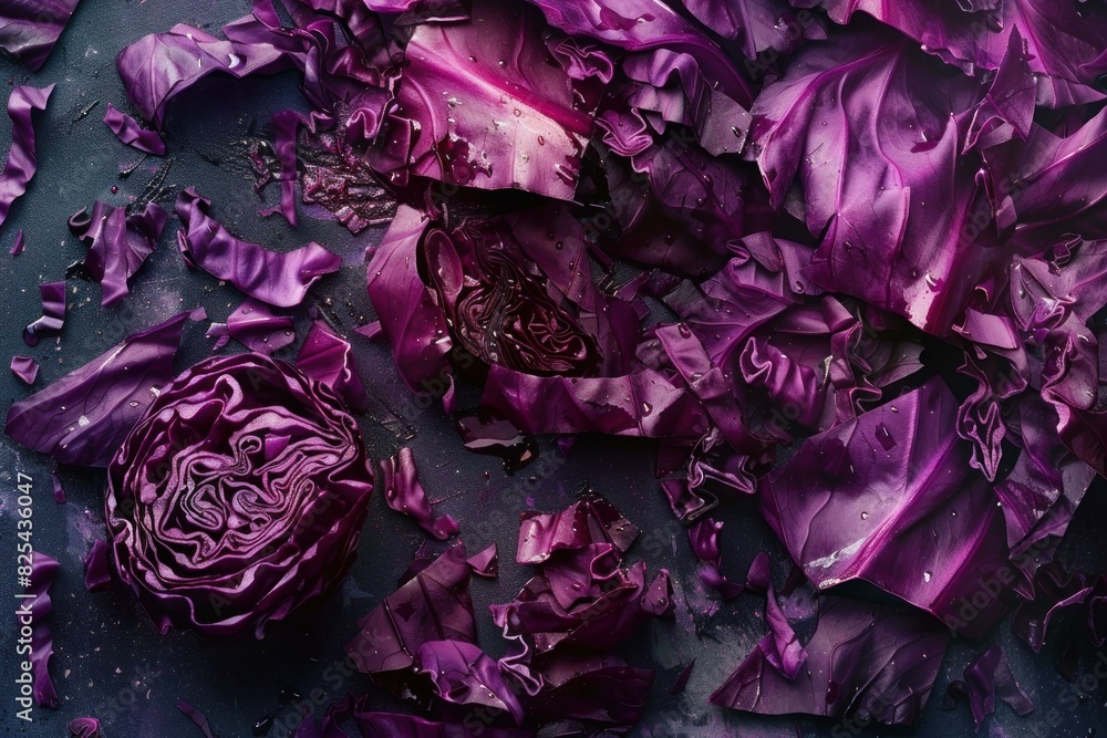 Top view of sliced red cabbage creating a beautiful texture pattern Top view of sliced red cabbage creating a beautiful texture pattern