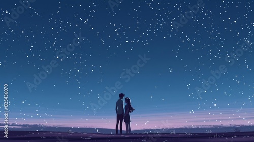 Two people sharing a romantic moment under a starry sky