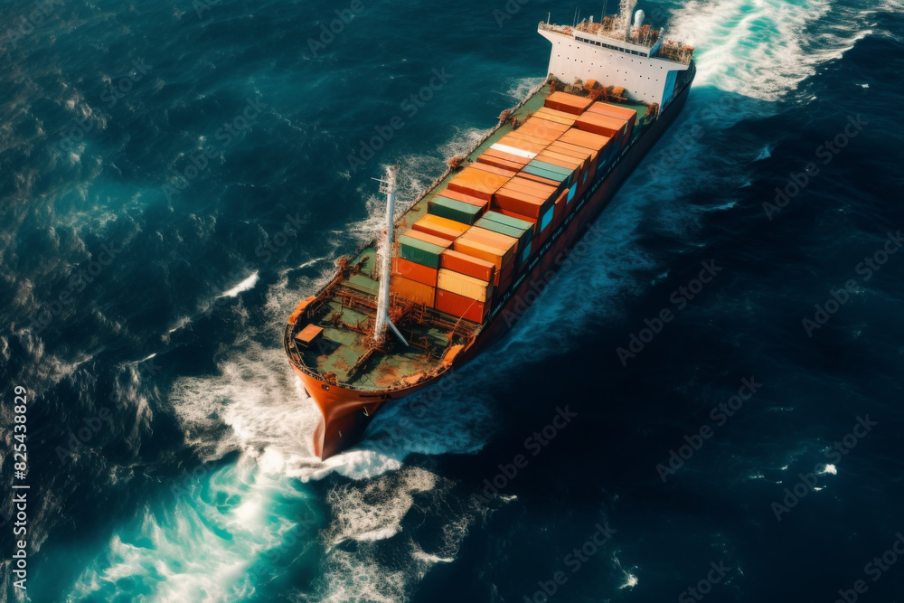 Cargo ship with the process of sending products background Cargo ship with the process of sending products background