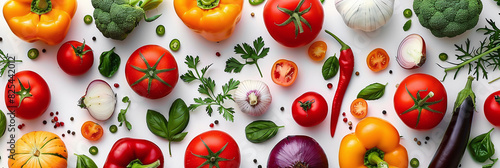horizontal banner, fresh vegetables on white background, cooking channel