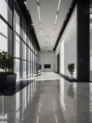 Contemporary Office Entrance  White Wall in Lobby