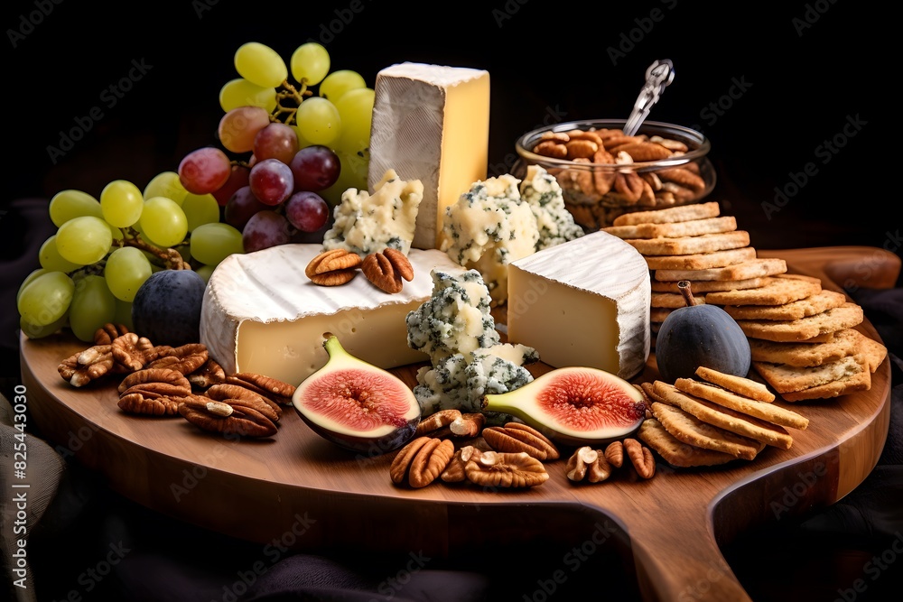 Elegant cheese platter with assorted fruits, nuts, and crackers. Elegant cheese platter with assorted fruits, nuts, and crackers. Elegant cheese platter with assorted fruits, nuts, and crackers. Elegant cheese platter with assorted fruits, nuts, and crackers.