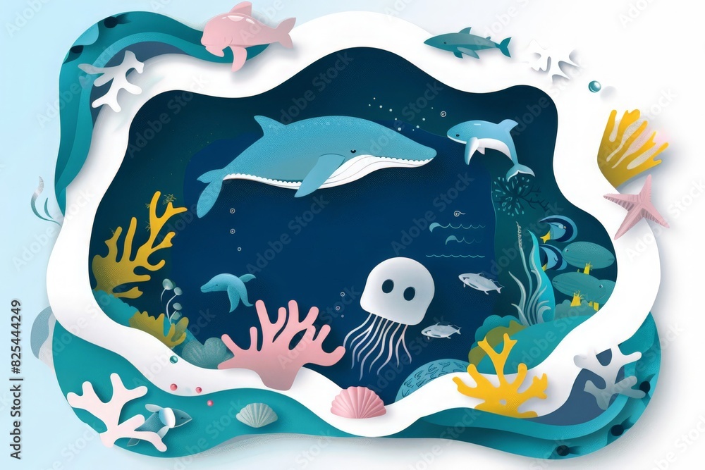 Obraz premium World Ocean Day poster with text 