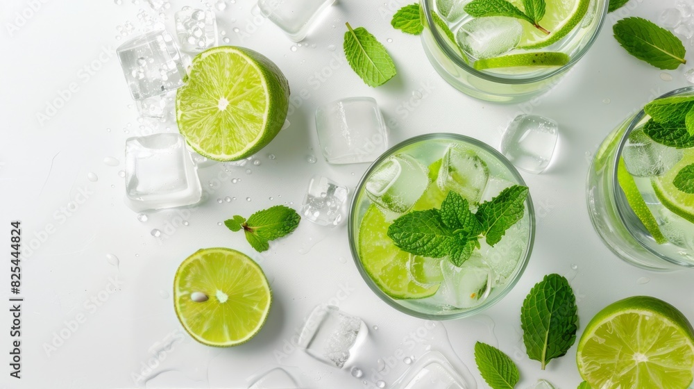 Glass Filled With Ice and Lime Slices