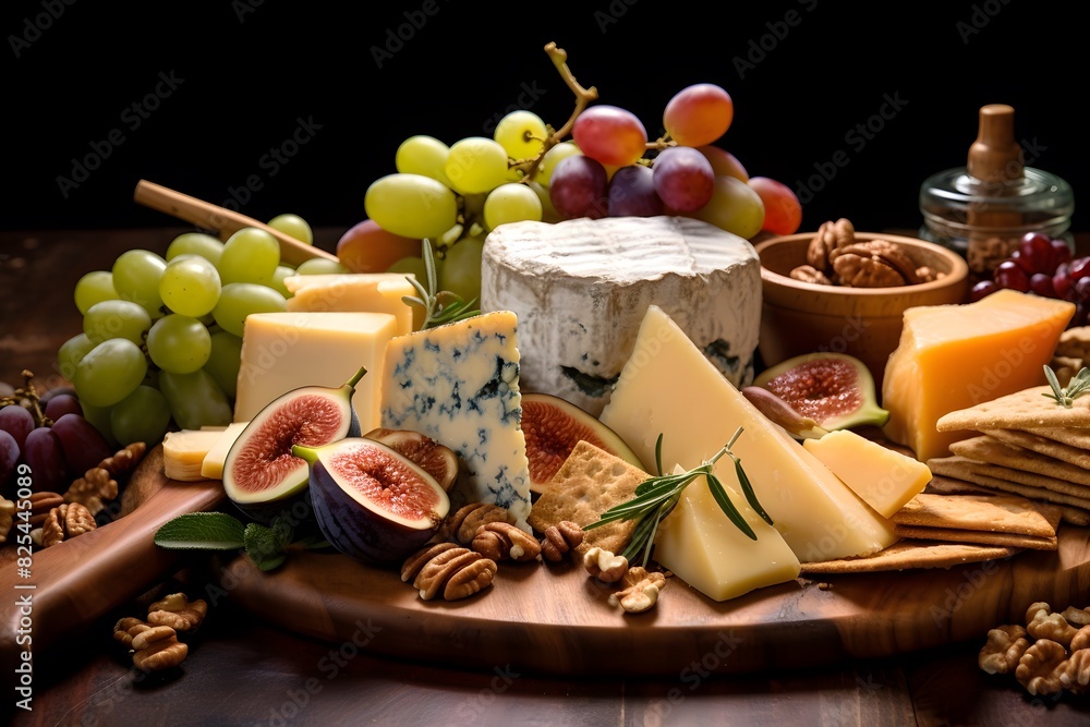 Elegant cheese platter with assorted fruits, nuts, and crackers. Elegant cheese platter with assorted fruits, nuts, and crackers. Elegant cheese platter with assorted fruits, nuts, and crackers. Elegant cheese platter with assorted fruits, nuts, and crackers.