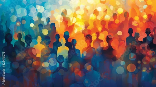 abstract crowd silhouettes representing diversity inclusion and equal opportunities in society conceptual vector art photo