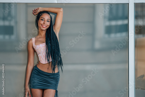 фотографія urban young woman on the street in summer