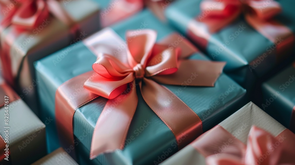 Stack of Wrapped Presents on Table Stack of Wrapped Presents on Table
