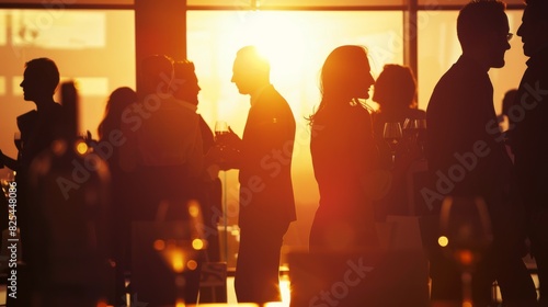 Chic silhouette of people socializing and networking at a sophisticated event