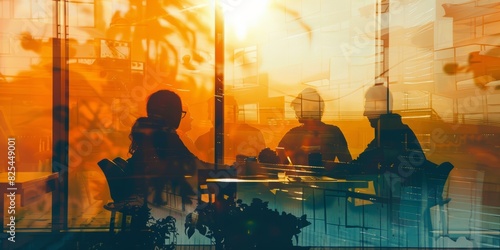 A group of people are sitting at a table in a restaurant