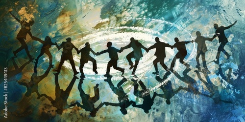 A group of people are holding hands in a circle