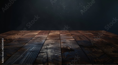 Wooden table with dark background 