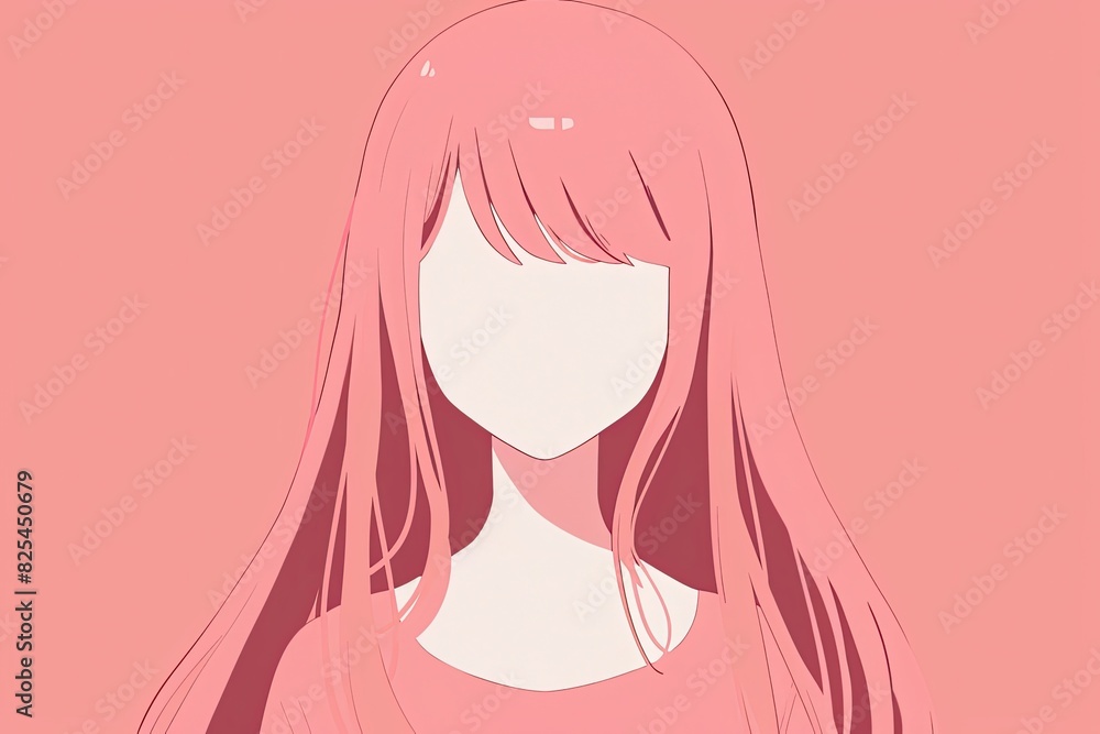 minimalist art, anime characters head facing frontward minimalist art, anime characters head facing frontward