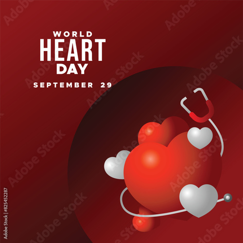 World heart day banner vector design