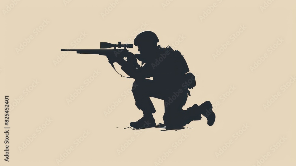 Soldier Logo Design. Shooting competition. Sports Background. Gun, Icon, Exercise, Equipment, Symbol, Silhouette.