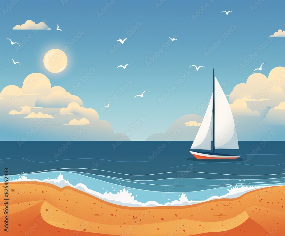 Sailboat Sailing in the Ocean