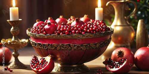 Jewish holiday Rosh Hashanah- jeish new year. Rosh Hashanah symbol :pomegranates