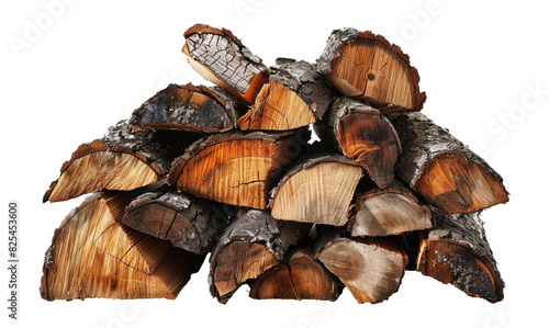 Stacked firewood with natural wood texture  cut out - stock png.