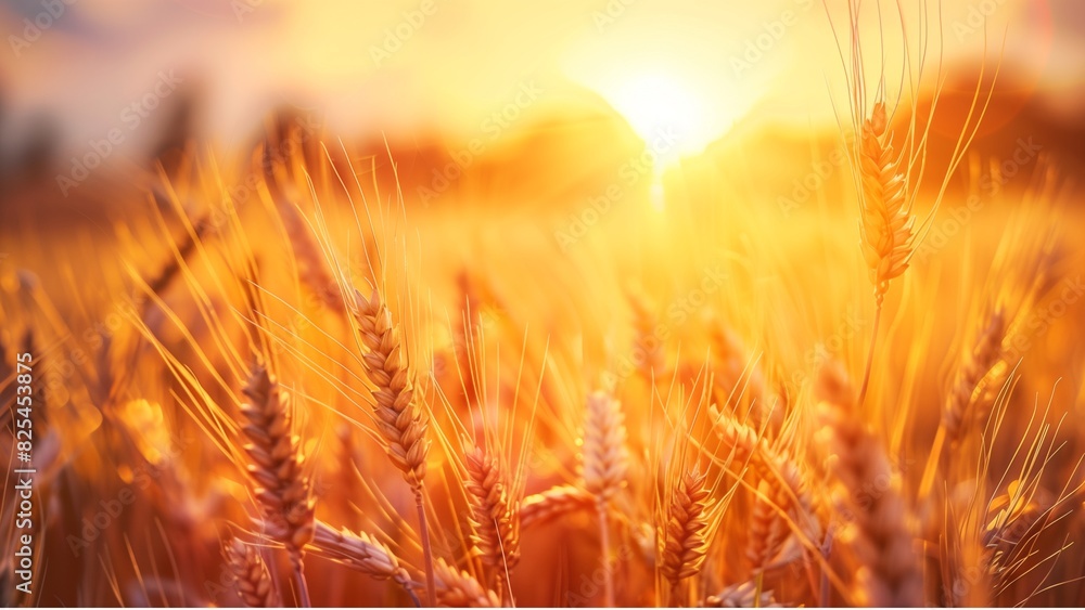 banner with ears of golden wheat over sunset sky close up beauty nature field background with sun flare ripening ears of meadow wheat field rich harvest beautiful summer or autumn nature backdrop banner with ears of golden wheat over sunset sky close up beauty nature field background with sun flare ripening ears of meadow wheat field rich harvest beautiful summer or autumn nature backdrop