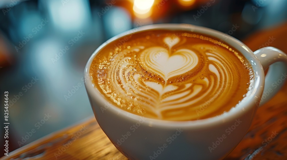Cup of Cappuccino With Heart Pattern Cup of Cappuccino With Heart Pattern