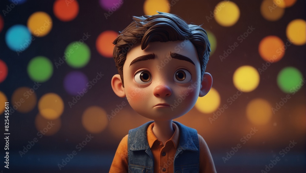 Cute Cartoon Character of a Confused Man Against a Bright Color Background. Cute Cartoon Character of a Confused Man Against a Bright Color Background.