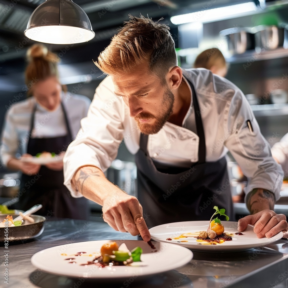 Chef cooks in the modern kitchen, AI generated Chef cooks in the modern kitchen, AI generated