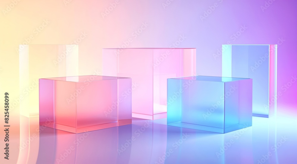 The glass podium is transparent with a color background for presenting a product and templates design, background, Mock Up The glass podium is transparent with a color background for presenting a product and templates design, background, Mock Up