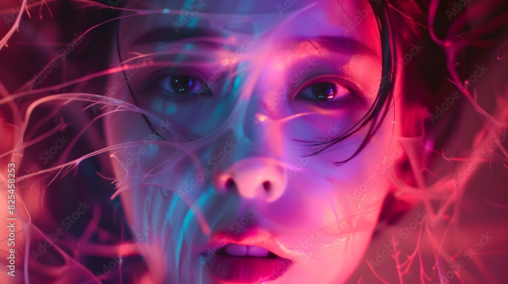 A close-up shot of girl in supernova theme A close-up shot of girl in supernova theme