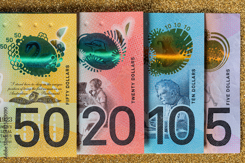 Closeup of Australian money bills photo